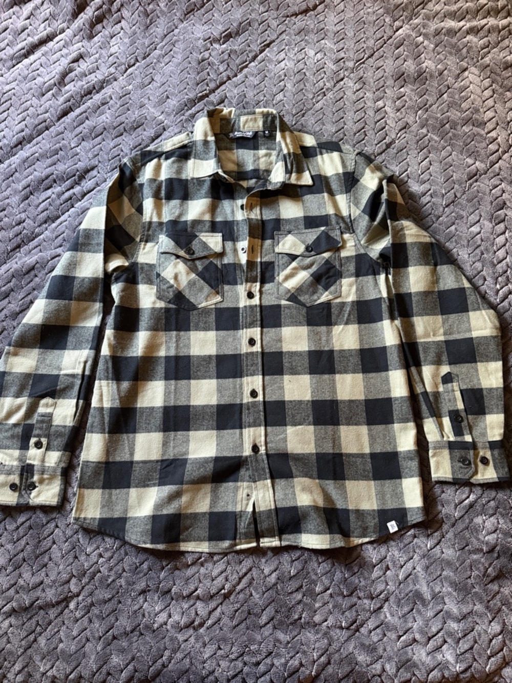 Branded Bills Black and Olive Green Buffalo Plaid Button-Down Shirt
